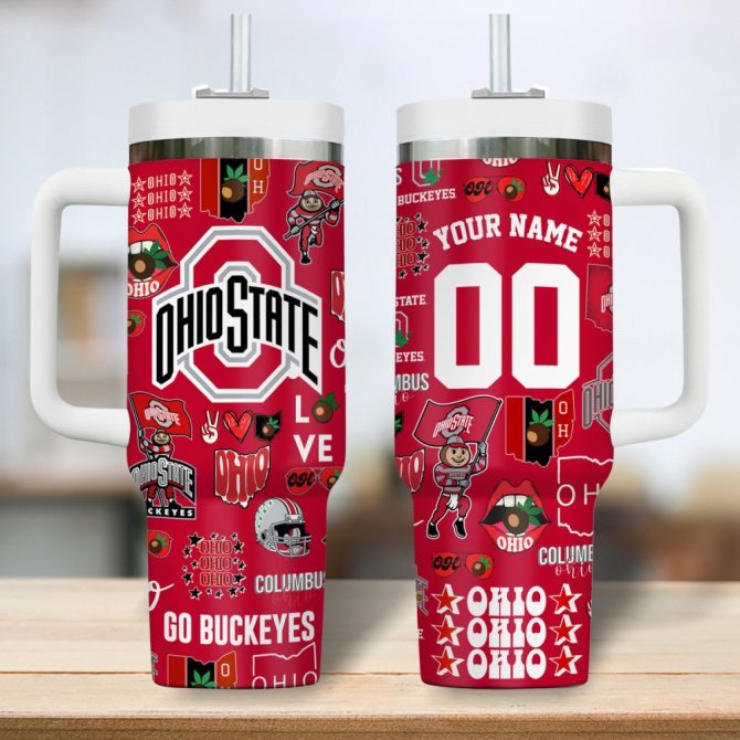 Custom Ohio State Tumbler With Handle - Personalized College Fan Gift, Go Buckeyes! - Image 4