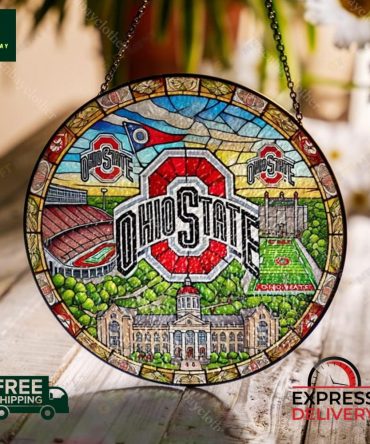 Ohio State Stained Glass Panel – Vibrant Home Decor, Free Shipping, Fast Delivery