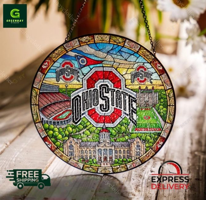 Ohio State Stained Glass Panel – Vibrant Home Decor, Free Shipping, Fast Delivery