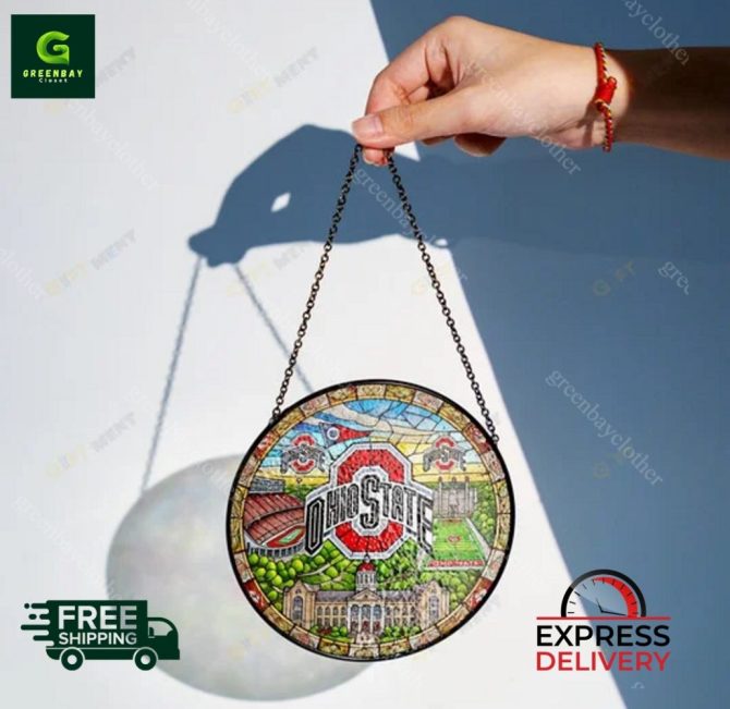 Ohio State Stained Glass Panel – Vibrant Home Decor, Free Shipping, Fast Delivery - Image 2