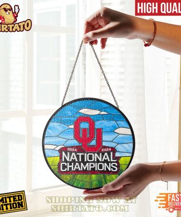 Limited Edition 2024 Ou National Champions Stained Glass Window Hanging – High Quality & Fast Delivery!