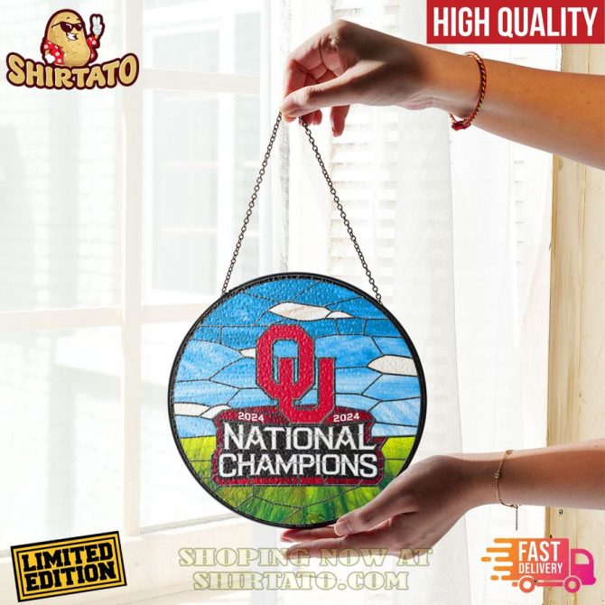 Limited Edition 2024 Ou National Champions Stained Glass Window Hanging – High Quality & Fast Delivery!
