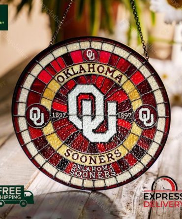 Stunning Oklahoma Sooners Stained Glass Suncatcher - Free Shipping & Express Delivery!