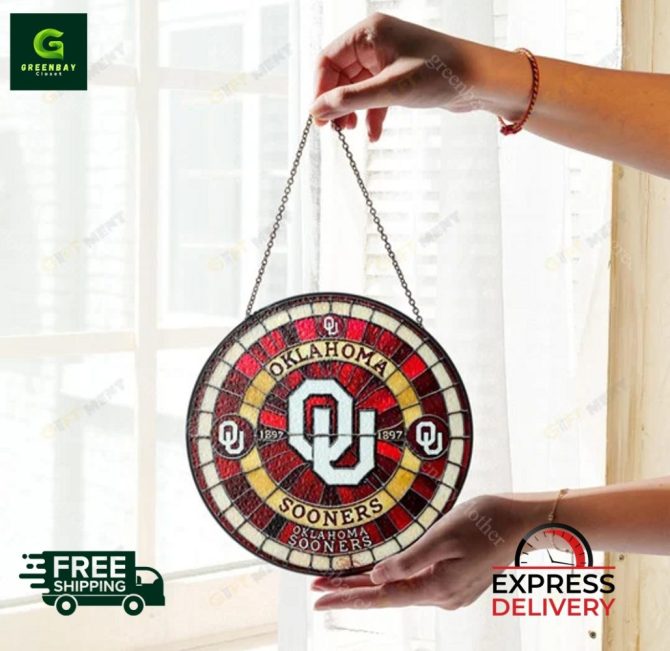 Stunning Oklahoma Sooners Stained Glass Suncatcher - Free Shipping & Express Delivery! - Image 3