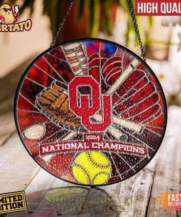 Limited Edition 2024 Ou National Champions Stained Glass Suncatcher - Fast Delivery!