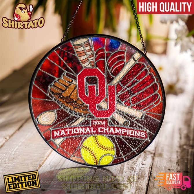 Limited Edition 2024 Ou National Champions Stained Glass Suncatcher - Fast Delivery!