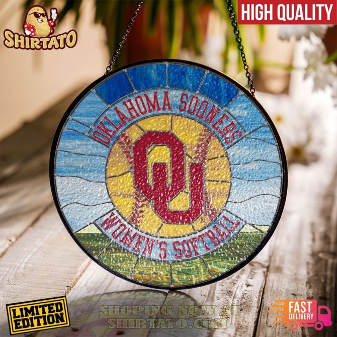 Limited Edition Oklahoma Sooners Women'S Softball Stained Glass Suncatcher - High Quality, Fast Delivery!