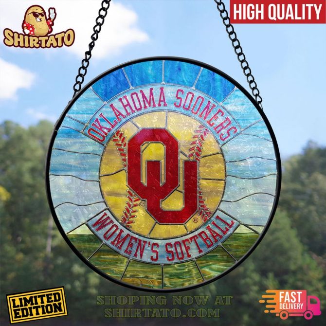 Limited Edition Oklahoma Sooners Women'S Softball Stained Glass Suncatcher - High Quality, Fast Delivery! - Image 2