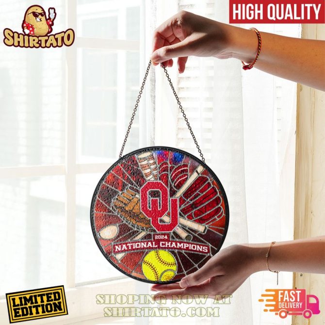 Limited Edition 2024 Ou National Champions Stained Glass Suncatcher - Fast Delivery! - Image 3