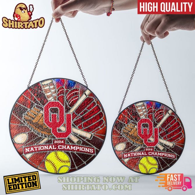 Limited Edition 2024 Ou National Champions Stained Glass Suncatcher - Fast Delivery! - Image 4