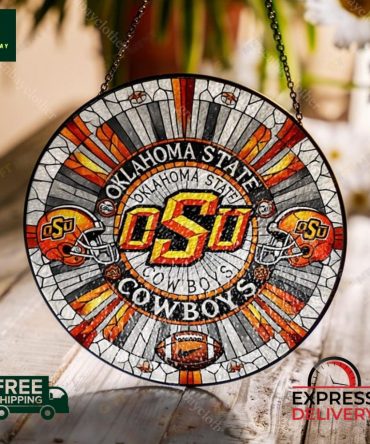 Stunning Oklahoma State Cowboys Stained Glass Round Wall Art – Free Shipping!