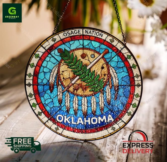 Stunning Osage Nation Oklahoma Stained Glass Suncatcher
