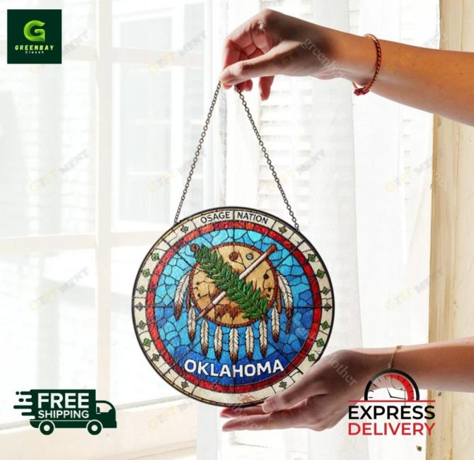 Stunning Osage Nation Oklahoma Stained Glass Suncatcher - Image 3