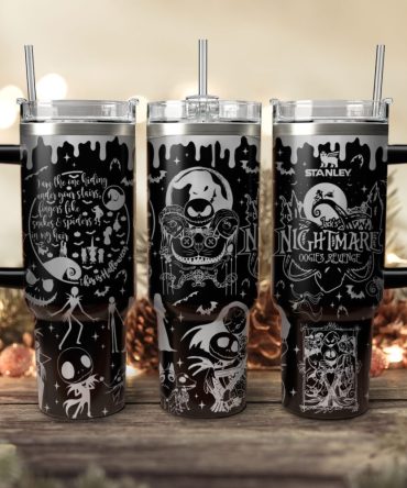 Nightmare Before Christmas Tumbler - 40Oz Stainless Steel Travel Mug With Handle & Straw