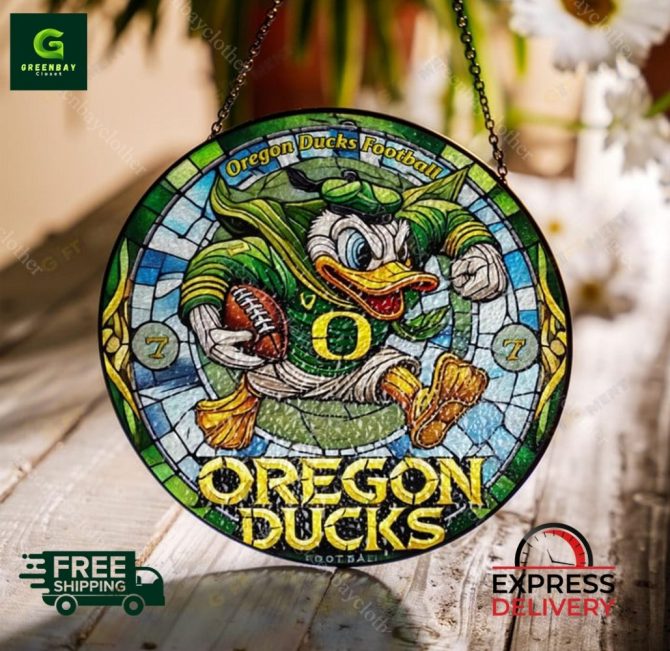 Oregon Ducks Stained Glass Art – Unique Football Fan Decor , Free Shipping & Express Delivery