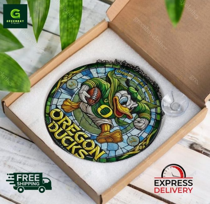 Oregon Ducks Stained Glass Art – Unique Football Fan Decor , Free Shipping & Express Delivery - Image 5