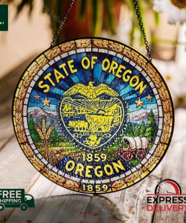 Stunning Oregon State Seal Stained Glass Sun Catcher
