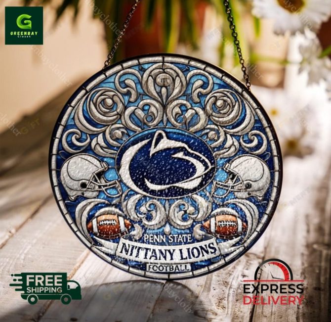 Penn State Nittany Lions Stained Glass Suncatcher – Football Fan Decor , Free Shipping