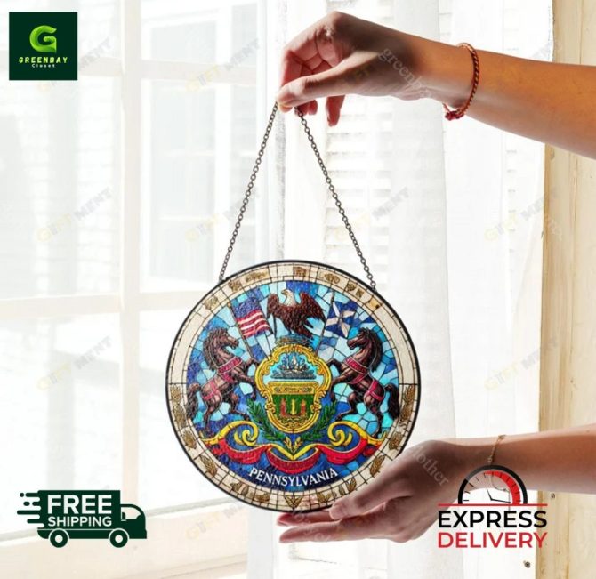 Pennsylvania State Crest Stained Glass Sun Catcher - Image 3
