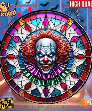 Limited Edition Clown Stained Glass Art - Spooky Halloween Decor , Fast Delivery!