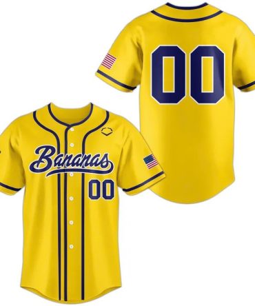 Bright Yellow Bananas Baseball Jersey – Customizable Sports Fan Gear