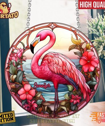 Limited Edition Personalized Flamingo Stained Glass Suncatcher - High Quality, Fast Delivery