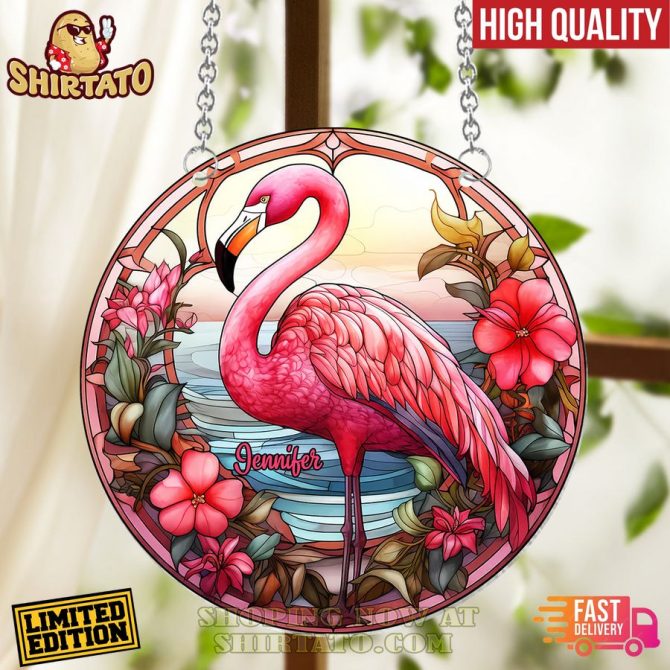 Limited Edition Personalized Flamingo Stained Glass Suncatcher - High Quality, Fast Delivery - Image 2