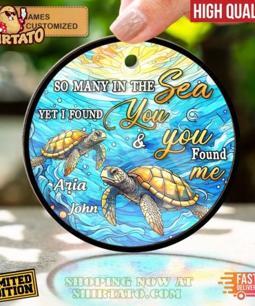 Custom Sea Turtle Ornament - Personalized Names, Unique Gift For Couples, Limited Edition