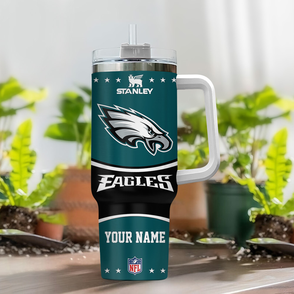 Louis Vuitton Stanley Tumbler Cup Custom Name Eagles Stanley Tumbler – Personalized Nfl Travel Mug With Handle & Straw - Image 2