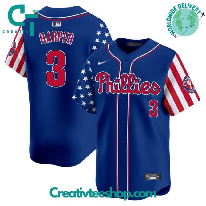 Limited Edition Phillies Jersey - Stars & Stripes Design - Worldwide Shipping - Image 2