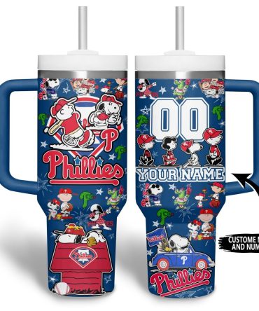 Custom Phillies Snoopy Mug With Handle - Personalize Name & Number - 32Oz Baseball Fan Gift