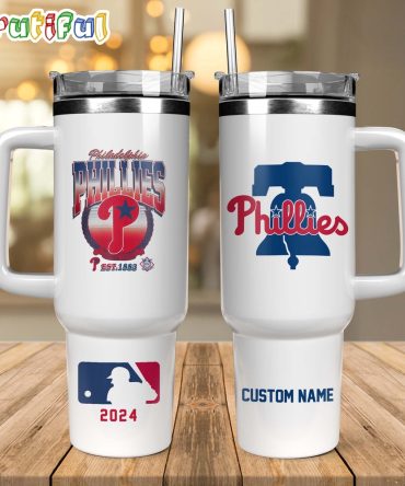 Custom Phillies Travel Mug With Handle - Personalized Mlb Fan Gift 2024