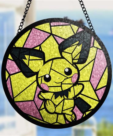 Vibrant Pikachu Stained Glass Suncatcher - Unique Home Decor For Pokémon Fans