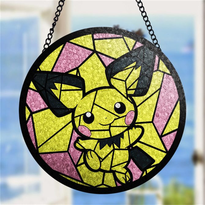 Vibrant Pikachu Stained Glass Suncatcher - Unique Home Decor For Pokémon Fans