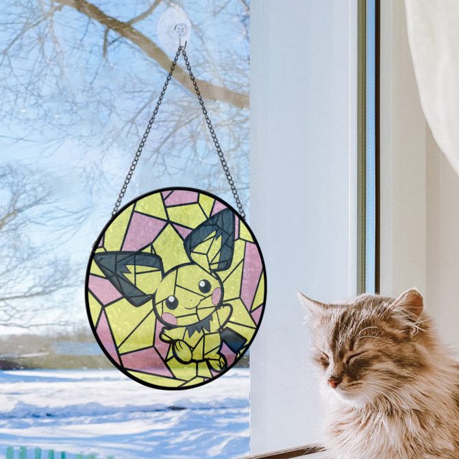 Vibrant Pikachu Stained Glass Suncatcher - Unique Home Decor For Pokémon Fans - Image 2