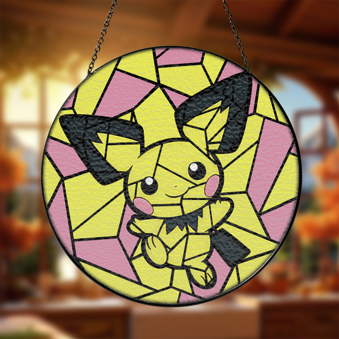 Vibrant Pikachu Stained Glass Suncatcher - Unique Home Decor For Pokémon Fans - Image 3
