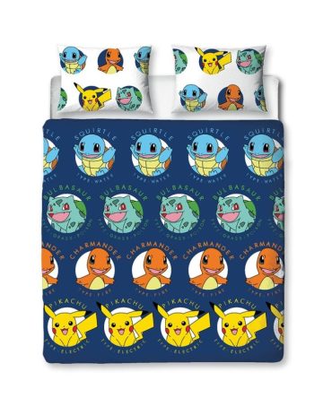 Cozy Pokémon Bedding Set - Pikachu, Charmander, Squirtle & Bulbasaur Design - Twin Size