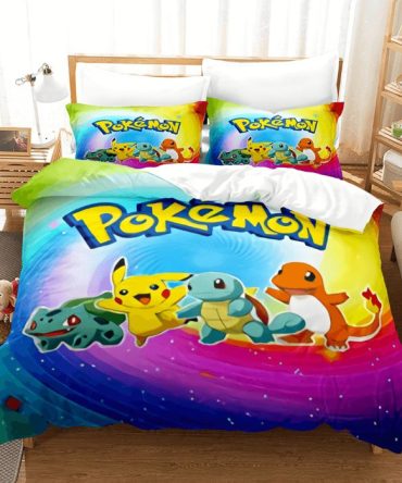Cozy Pokémon Bedding Set - Twin/Queen Size - Vibrant Pikachu & Friends Design