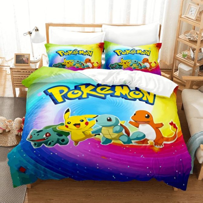 Cozy Pokémon Bedding Set - Twin/Queen Size - Vibrant Pikachu & Friends Design