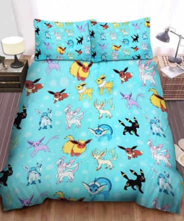Vibrant Pokémon Eeveelution Bedding Set - Cozy Twin/Full/Queen - Perfect For Fans!