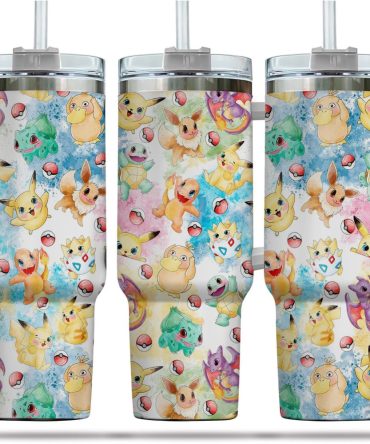 Colorful Pokémon Tumbler With Lid & Straw - 20Oz Insulated Travel Mug For Fans