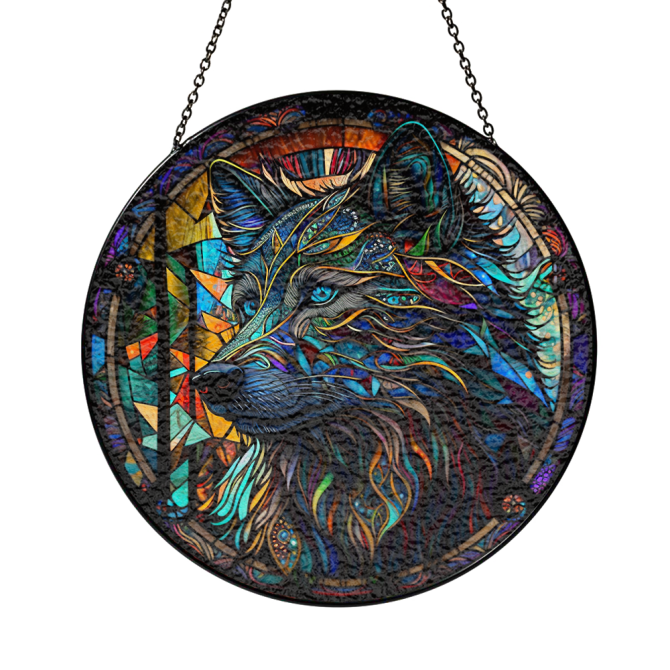 Stunning Stained Glass Wolf Art - Vibrant Hanging Window Decor For Home Or Office - Image 5