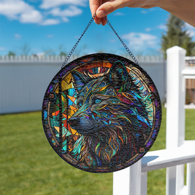 Stunning Stained Glass Wolf Art - Vibrant Hanging Window Decor For Home Or Office - Image 4