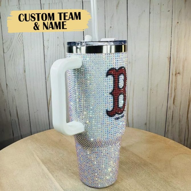 Custom Bling Tumbler With Handle - Personalize Team & Name - Sparkling Drinkware Gift - Image 5