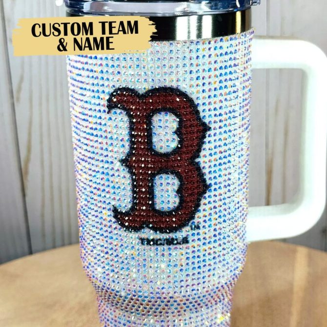 Custom Bling Tumbler With Handle - Personalize Team & Name - Sparkling Drinkware Gift - Image 3