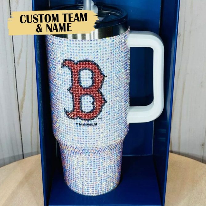 Custom Bling Tumbler With Handle - Personalize Team & Name - Sparkling Drinkware Gift - Image 2