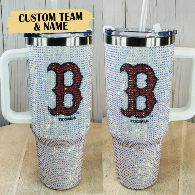 Custom Bling Tumbler With Handle - Personalize Team & Name - Sparkling Drinkware Gift