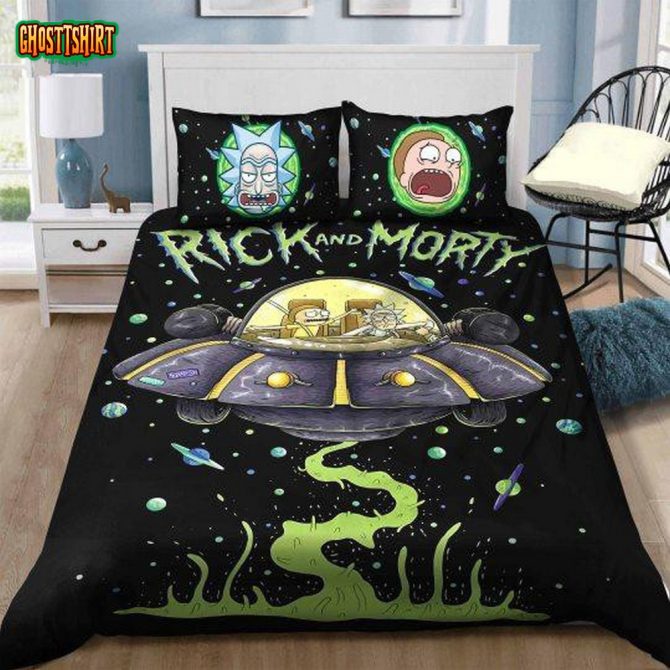 Rick And Morty Spaceship Comforter Set - Cozy Cartoon Bedding For Fans
