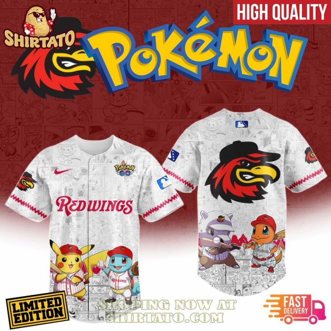 Limited Edition Pokémon Baseball Jersey - Iconic Redwings Design, Fast Delivery!