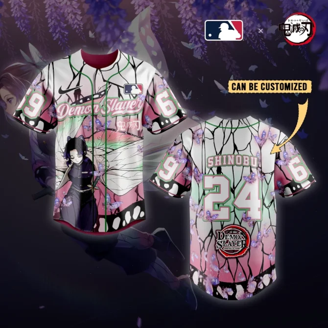 Customizable Demon Slayer Shinobu Baseball Jersey - Anime Fan Apparel